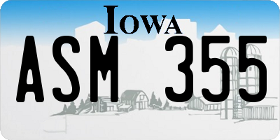 IA license plate ASM355