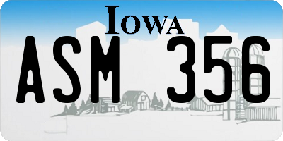 IA license plate ASM356