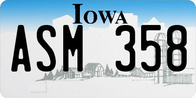 IA license plate ASM358