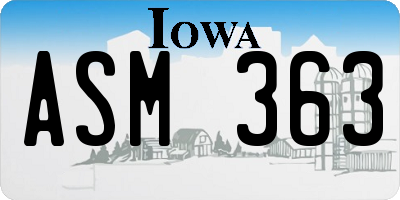 IA license plate ASM363