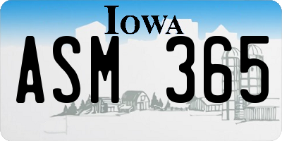 IA license plate ASM365