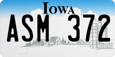 IA license plate ASM372