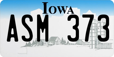 IA license plate ASM373
