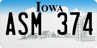 IA license plate ASM374