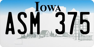 IA license plate ASM375