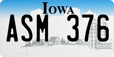 IA license plate ASM376
