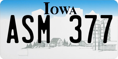 IA license plate ASM377