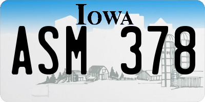 IA license plate ASM378