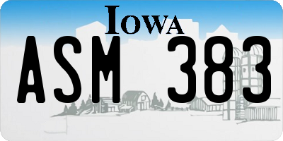 IA license plate ASM383