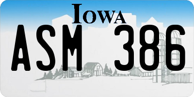 IA license plate ASM386