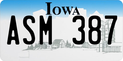 IA license plate ASM387