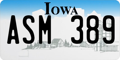 IA license plate ASM389