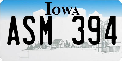 IA license plate ASM394