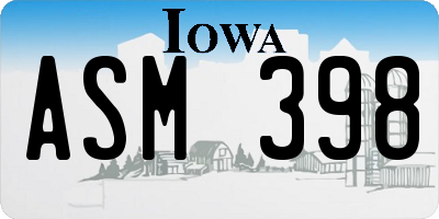 IA license plate ASM398