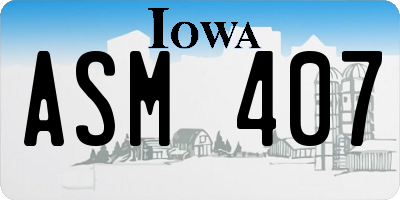 IA license plate ASM407