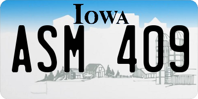 IA license plate ASM409