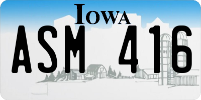IA license plate ASM416