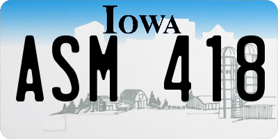 IA license plate ASM418