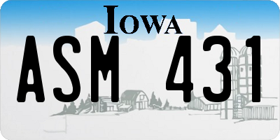 IA license plate ASM431