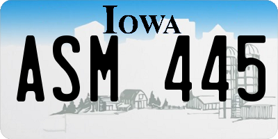 IA license plate ASM445