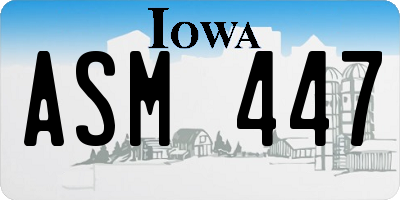 IA license plate ASM447