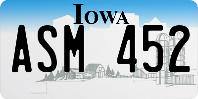 IA license plate ASM452