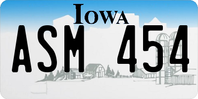 IA license plate ASM454