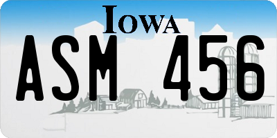 IA license plate ASM456