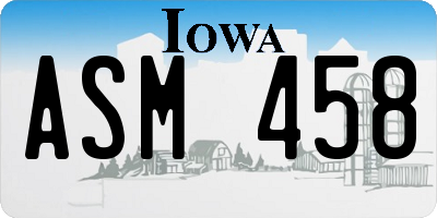 IA license plate ASM458