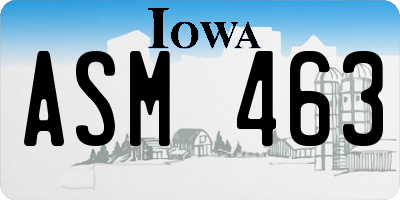 IA license plate ASM463