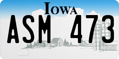 IA license plate ASM473