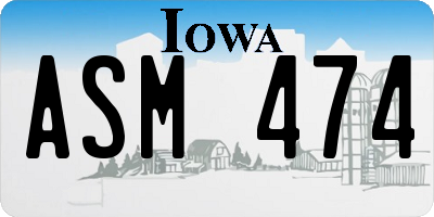 IA license plate ASM474