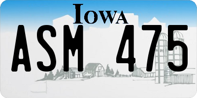 IA license plate ASM475