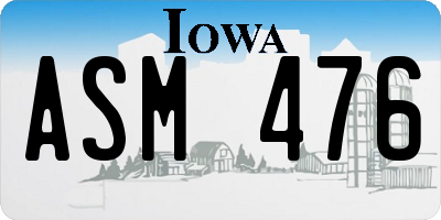 IA license plate ASM476