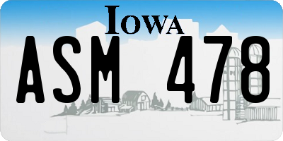 IA license plate ASM478