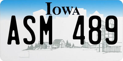 IA license plate ASM489