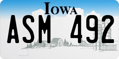 IA license plate ASM492