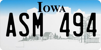 IA license plate ASM494