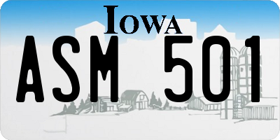 IA license plate ASM501