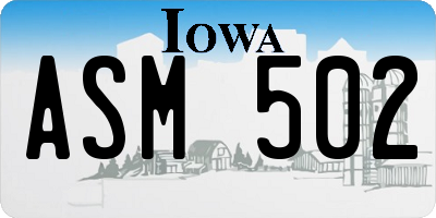 IA license plate ASM502