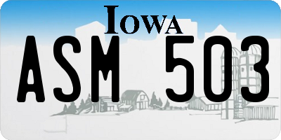 IA license plate ASM503