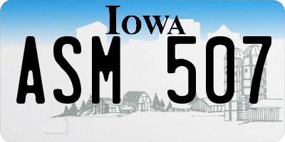 IA license plate ASM507