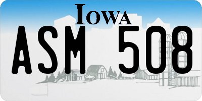 IA license plate ASM508