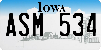 IA license plate ASM534