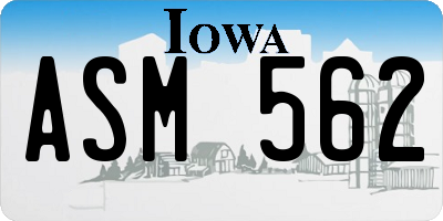 IA license plate ASM562