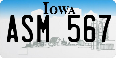 IA license plate ASM567