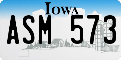 IA license plate ASM573