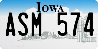 IA license plate ASM574