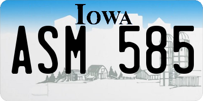 IA license plate ASM585