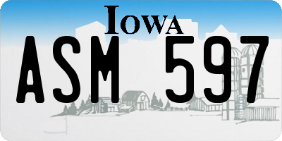 IA license plate ASM597